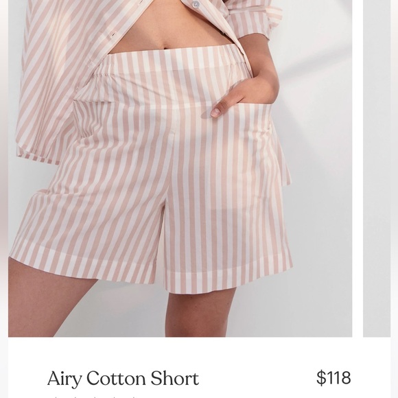 NWT Lunya Airy Cotton Short in Flushed Taupe Stripe - Sz XS - Picture 2 of 8